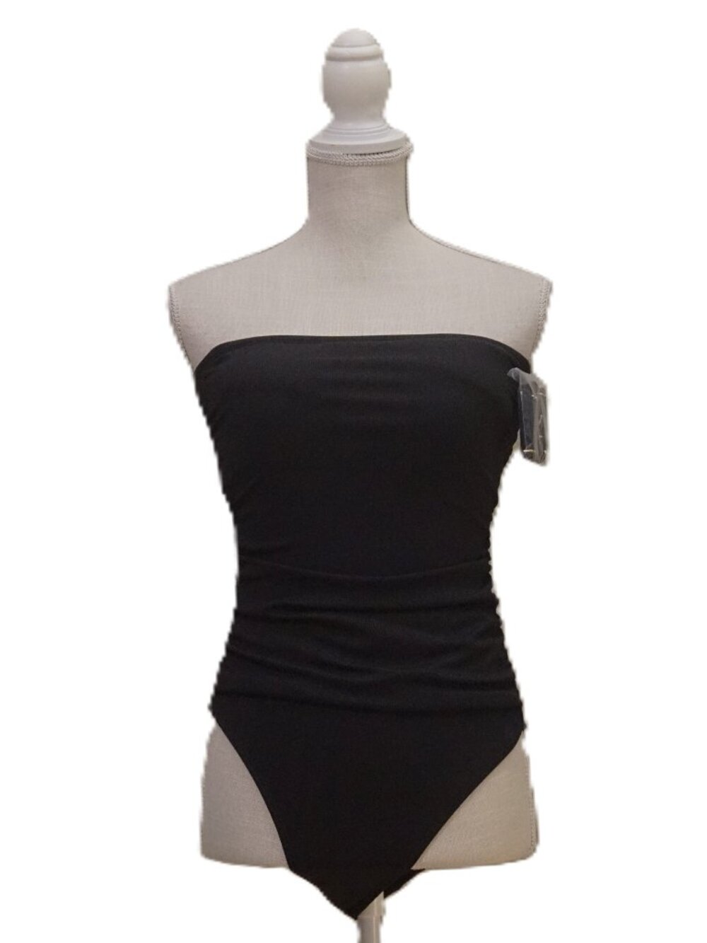 Shade and Shore Black Strapless Mini Ribbed 1 Piece Swimsuit Women’s Med (8-10)